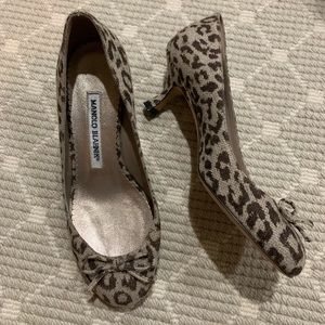 Manolo Blahnik Leopard Print Kitten Heels